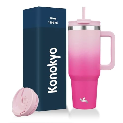 Expertly Made 40 oz Insulated Tumbler Water Bottle with Handle Lightweight