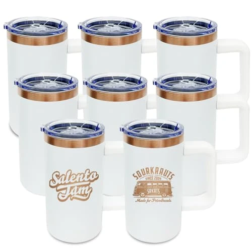 Pure 22oz Insulated Coffee Mug Bulk with Handle and Lid White 8 Count Trusted