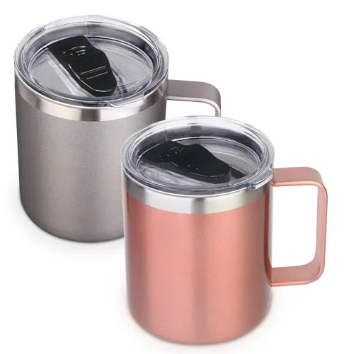 Stylish 14oz Insulated Stainless Steel Coffee Mug with Lid Bulk 2 Pack 2 Count Modern