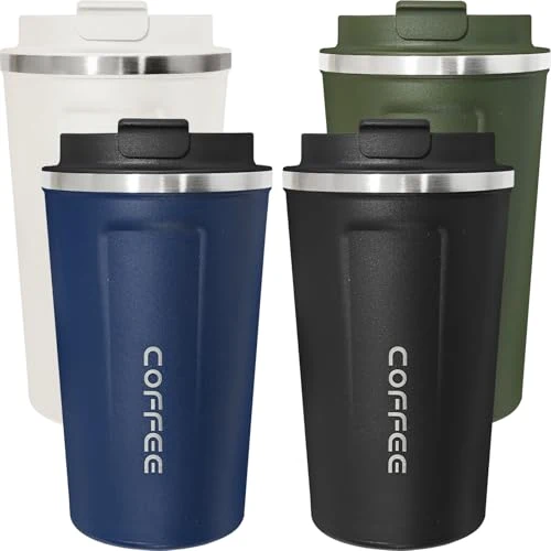 Recyclable 4 Pack Travel Coffee Mug 17oz Insulated Coffee Cup with Lid 4 Count User-Friendly