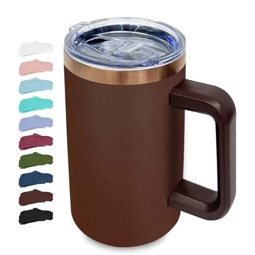 Consistent 22oz Insulated Coffee Mug Bulk with Handle and Lid Brown World-Class