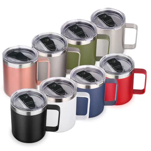 Premium Material 14oz Insulated Stainless Steel Coffee Mug with Lid Bulk 8 Pack 8 Count Fine Crafted