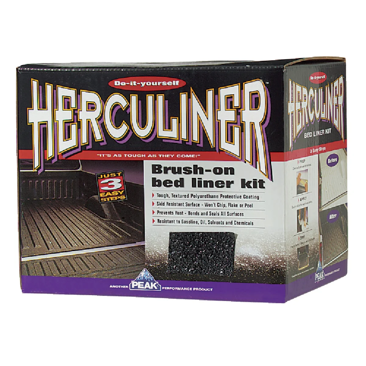 Premium Material PEAK Herculiner Gal. Brush-On Bed Liner Kit Black Durable