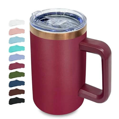 Innovative 22oz Insulated Coffee Mug Bulk with Handle and Lid Red Trendy