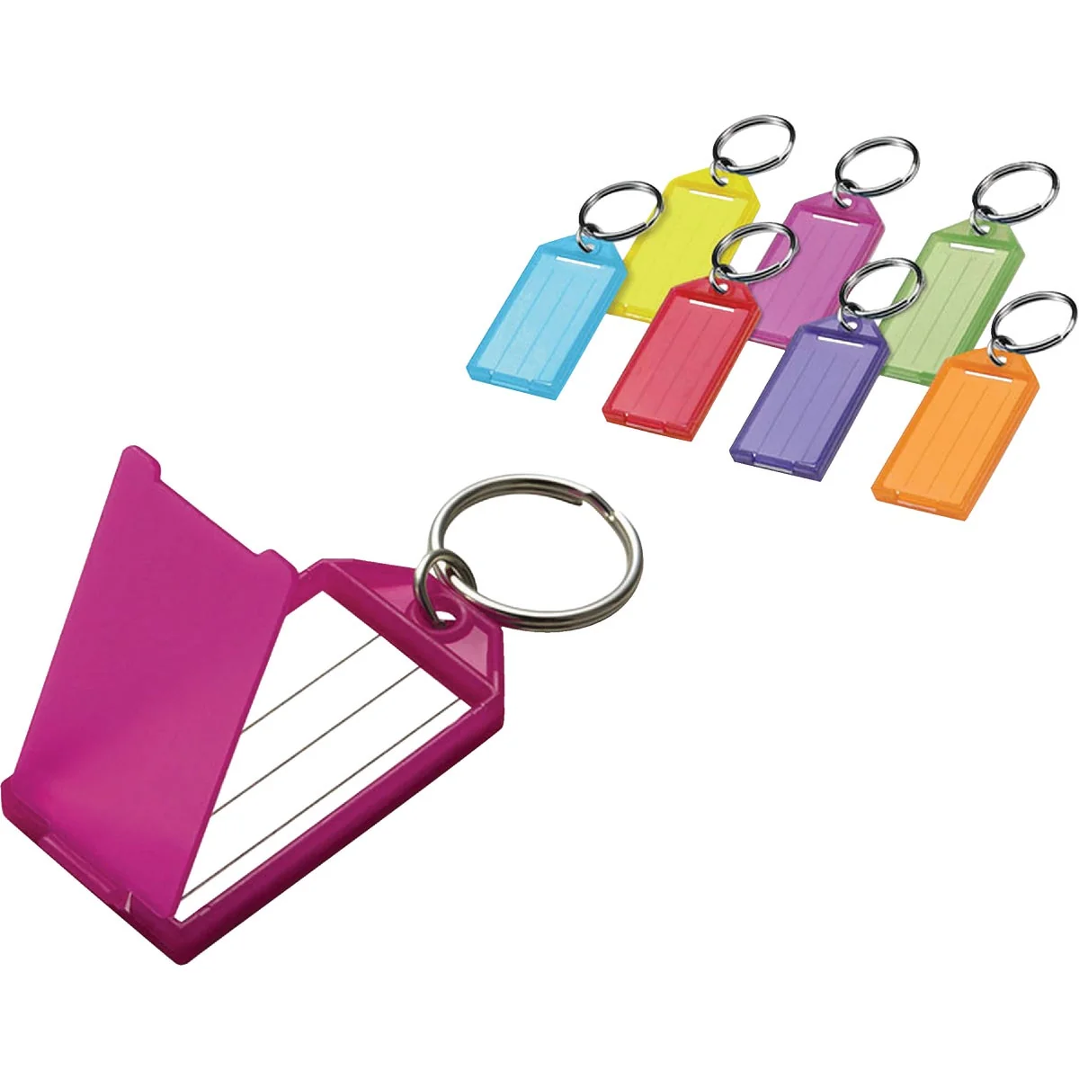 Secure Lucky Line Assorted Transparent Colors 2-1 4 In. I.D. Key Tag with Ring 100-Pack Optimized