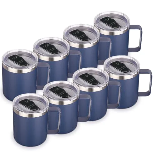 User-Friendly 14oz Insulated Stainless Steel Coffee Mug with Lid Bulk 8 Pack 8 Count Premium