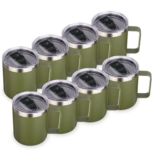 Environmentally Friendly 14oz Insulated Stainless Steel Coffee Mug with Lid Bulk 8 Pack 8 Count Superior