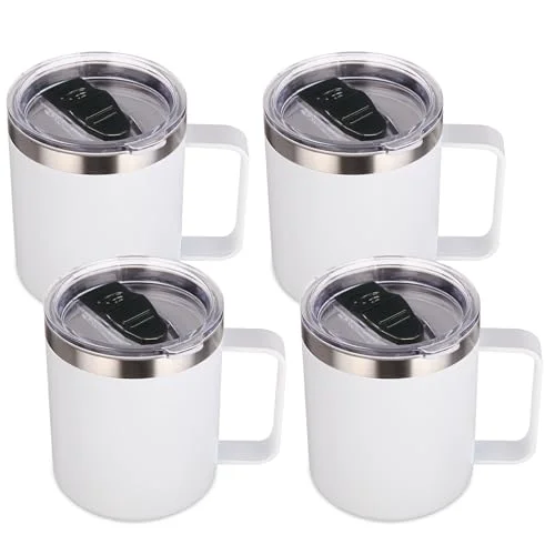 Consistent 14oz Insulated Stainless Steel Coffee Mug with Lid Bulk 4 Pack 4 Count High-End