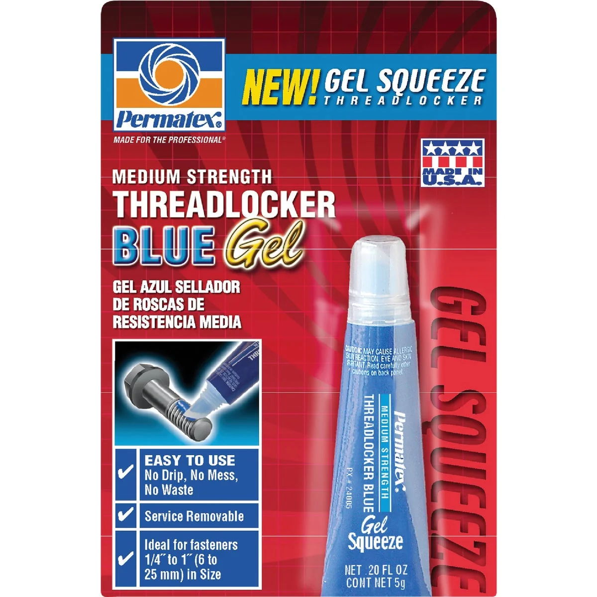 Authentic PERMATEX 0.2 Oz. Blue Medium Strength Gel Squeeze Threadlocker Reusable