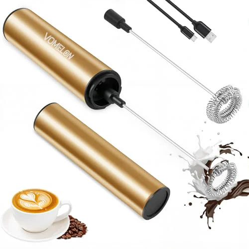 Green Rechargeable Electric Milk Frother Handheld High-Performance