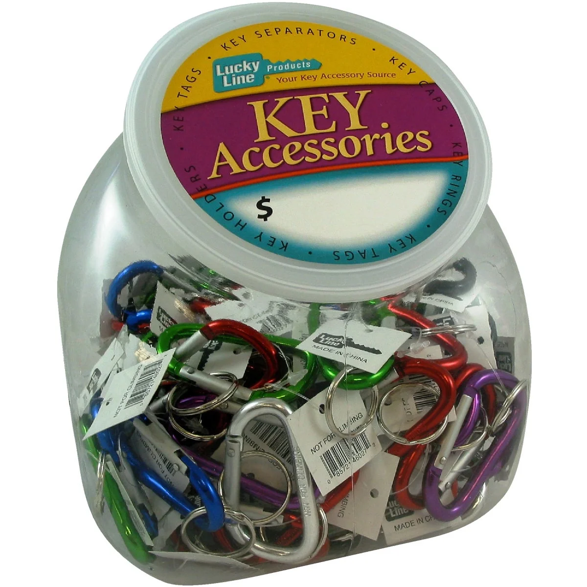 Relaxed Lucky Line Assorted Colors 3-1 8 In. Large C-Clip Key Ring Countertop Display Authentic