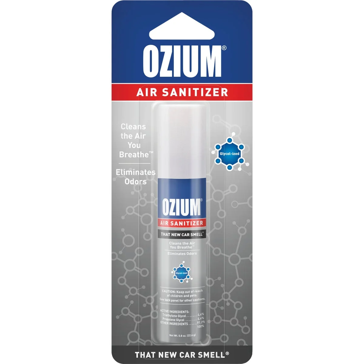 Relaxed Ozium 0.8 Oz. Car Air Freshener Sanitizer Spray New Car Scent Sustainable