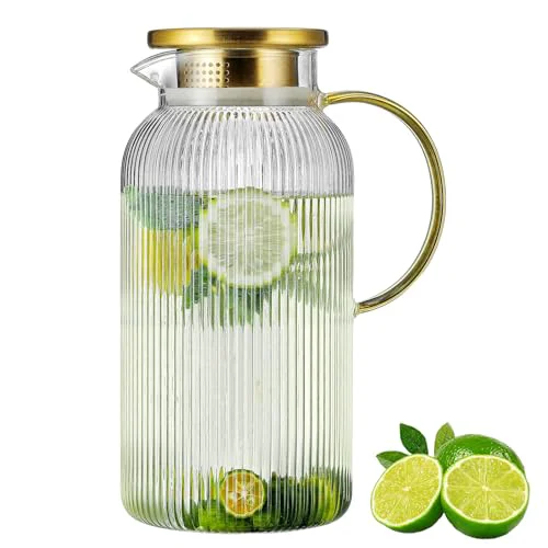 Safe Glass Pitcher with Lid Durable