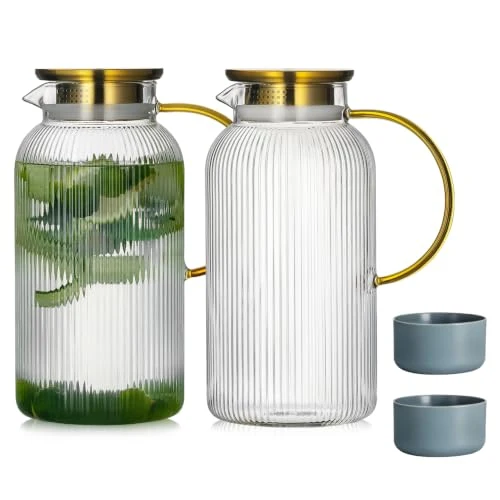 Responsible 2 PACK Glass Pitcher with Lid Green