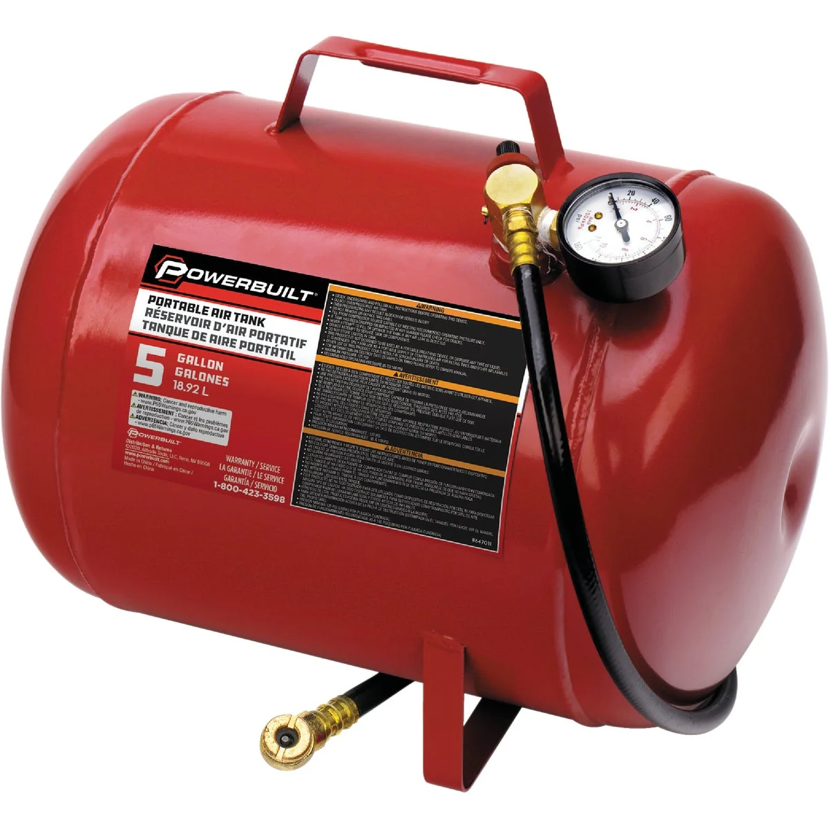 Official Powerbuilt 5 Gallon Portable Shop Air Tank Reliable