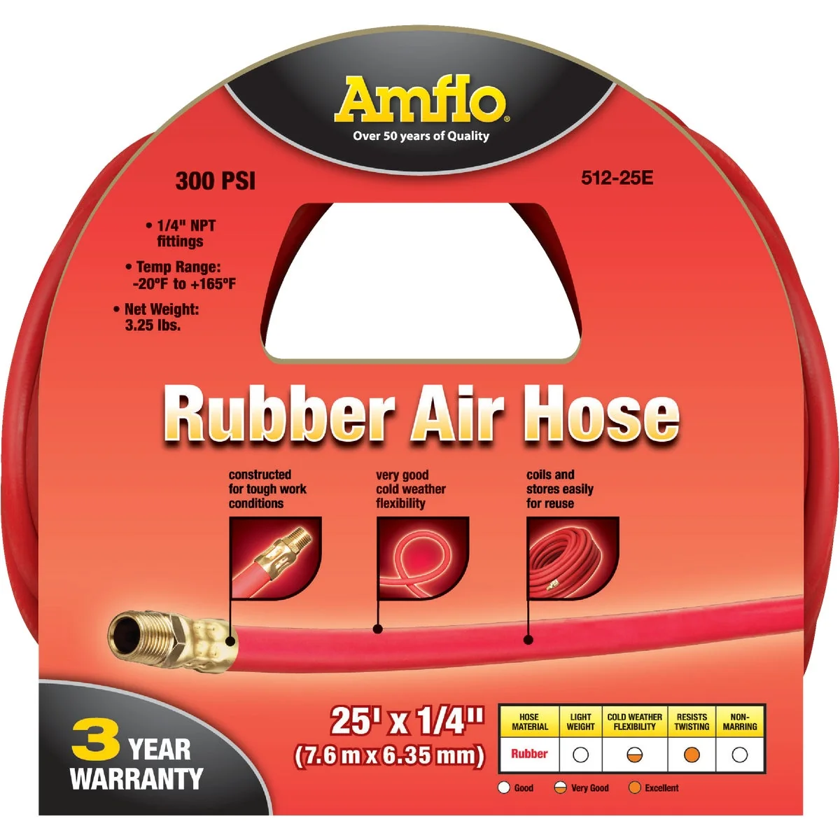 Fast Amflo 1 4 In. x 25 Ft. Rubber Air Hose Effective