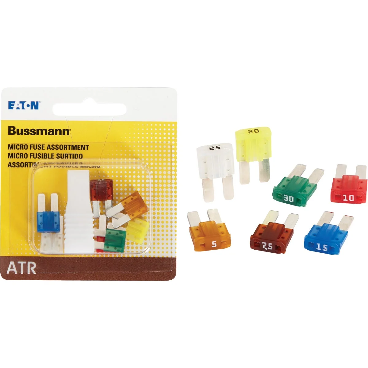 Refined Bussmann ATR Micro II Fuse Assortment with Fuse Puller 7-Piece Modern
