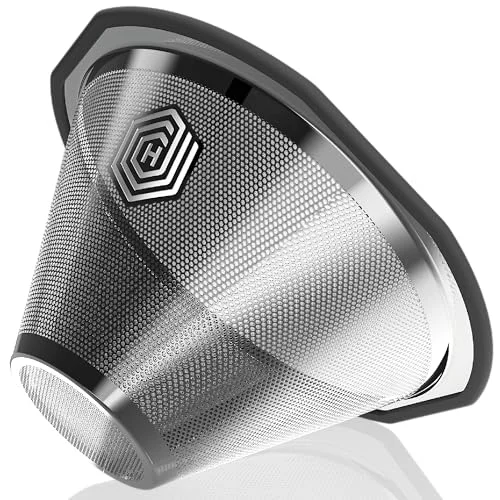 Elegant Reusable Metal Coffee Filter for Kalita Wave 185 and OXO 8 Cup Genuine