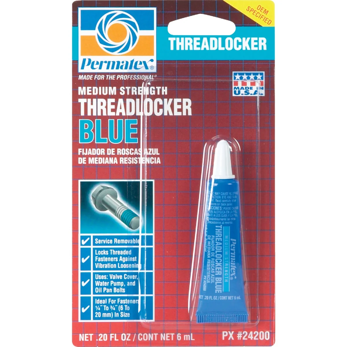 Detailed PERMATEX 0.2 Oz. Blue Medium Strength Threadlocker Authentic