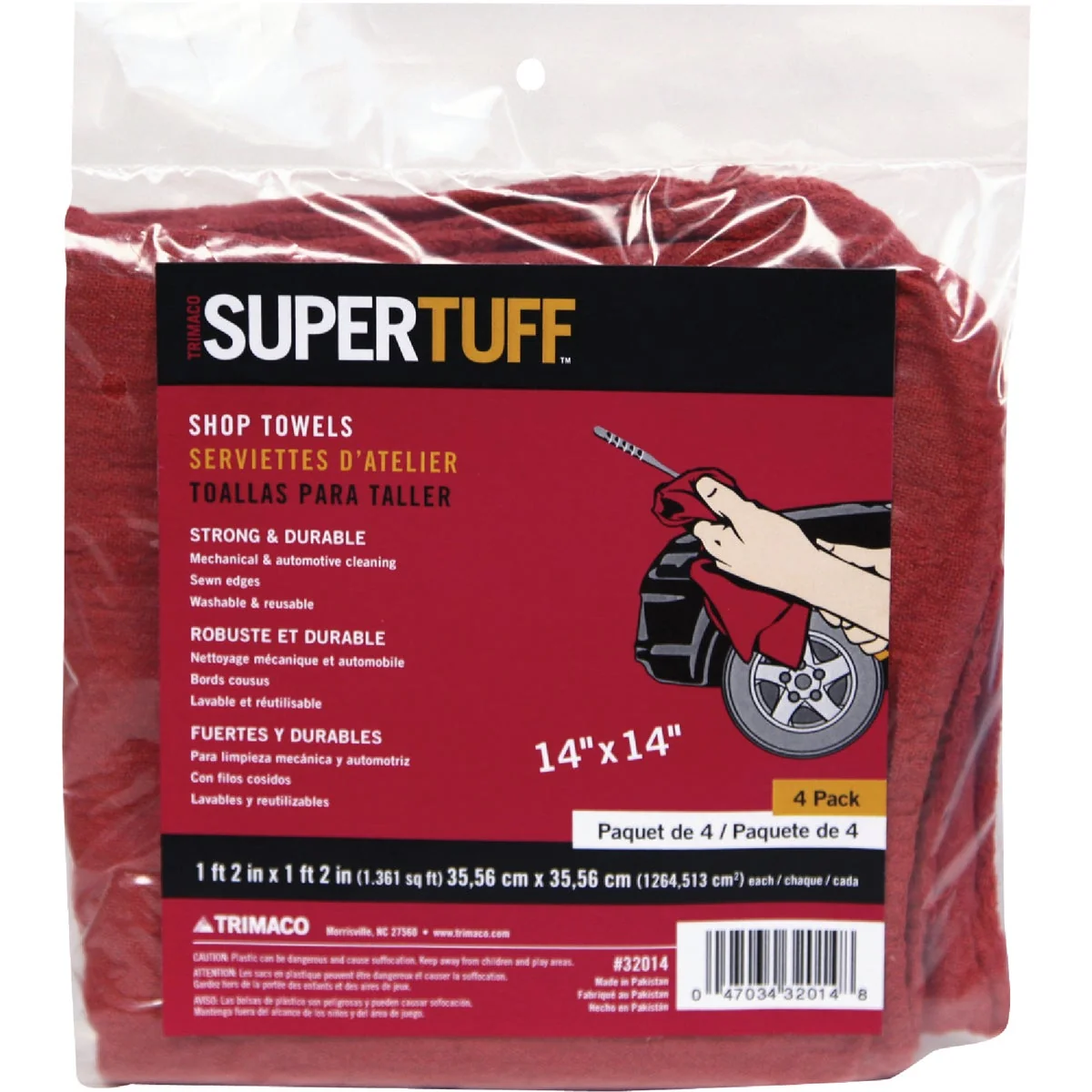 Exceptional Trimaco SuperTuff 14 In. Square Washable Shop Towel 4-Pack Top-Quality