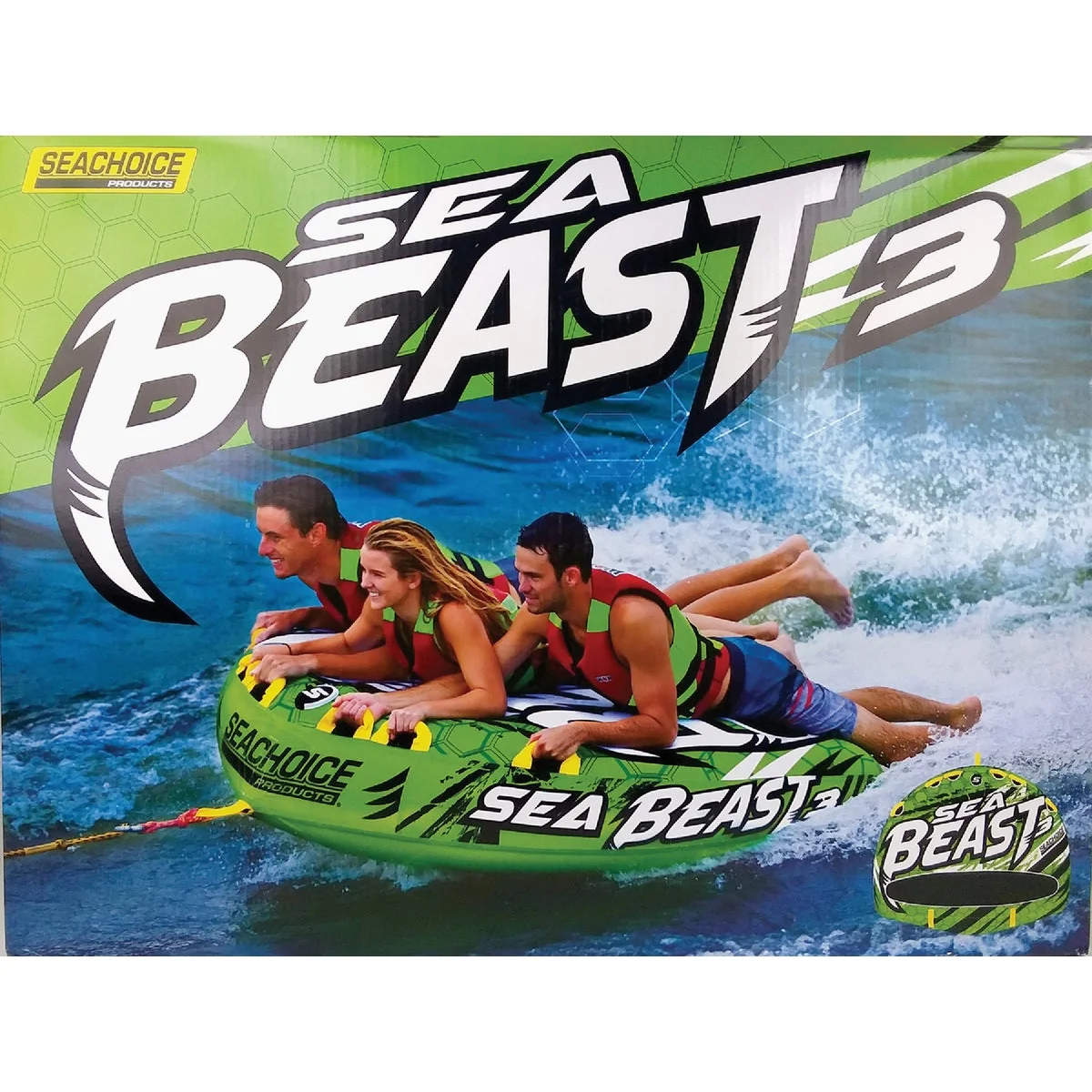 Reusable Seachoice Sea Beast3 75 In. x 62 In. Open Top Towable Tube 1 to 3 Rider 510 Lb. Fine Crafted