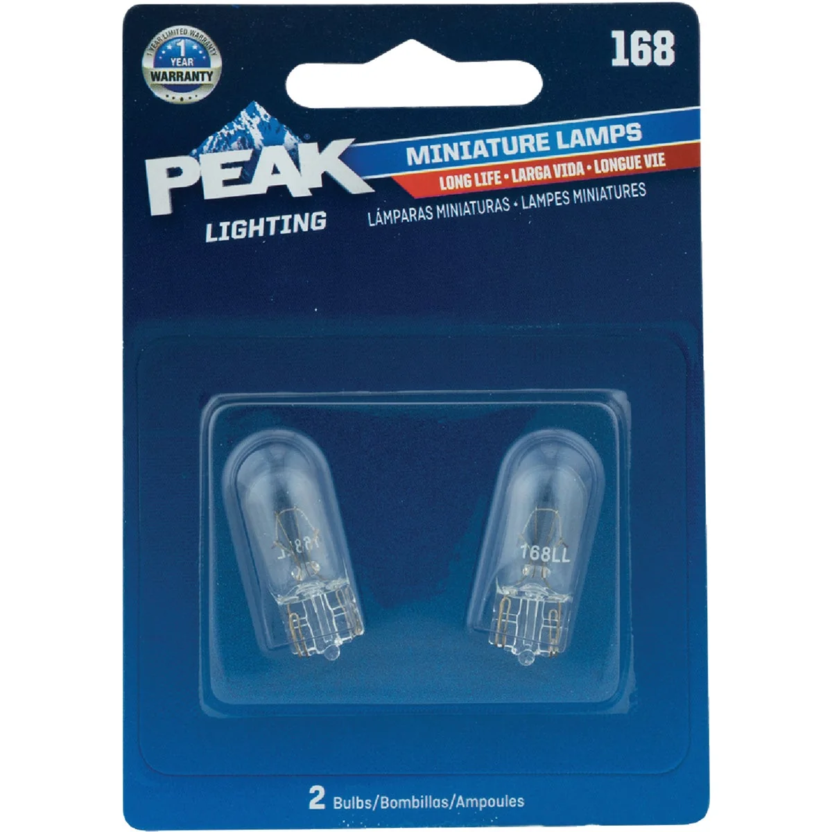 Premium Material PEAK 168 14V Mini Incandescent Automotive Bulb 2-Pack High-Quality