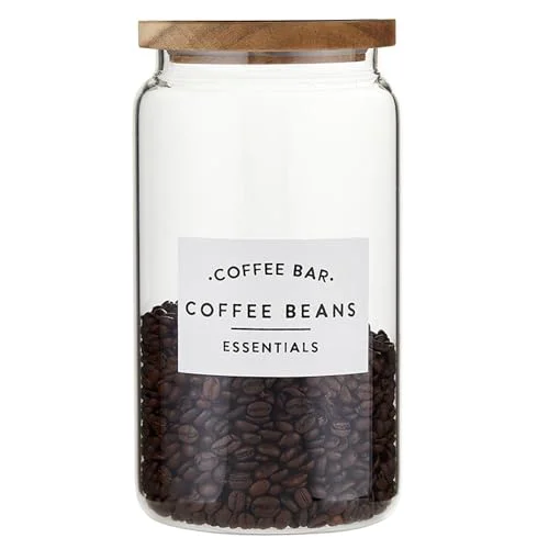 Carefully Designed Coffee Bar Gifts Glass Coffee Canister with Wood Lid Flexible