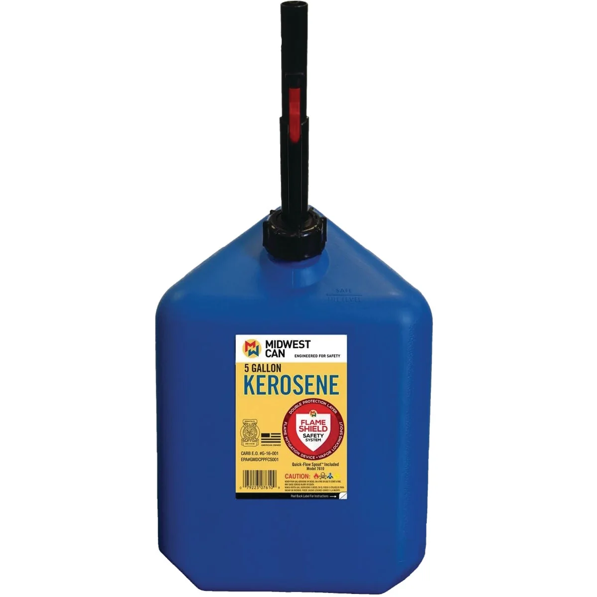 Lightweight Midwest Can 5 Gal. Plastic Auto Shut Off Kerosene Fuel Can Blue User-Friendly