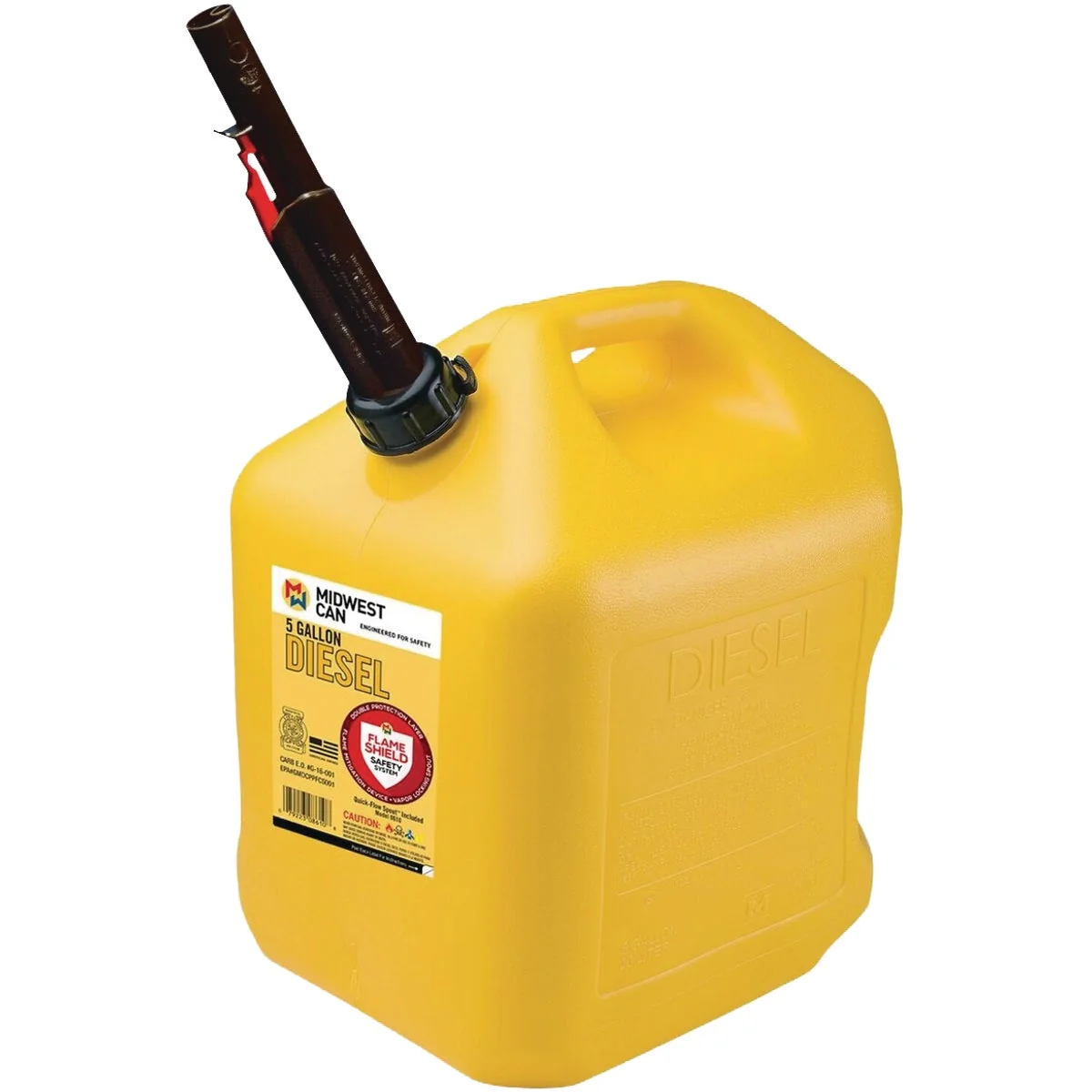 Pure Midwest Can 5 Gal. Plastic Auto Shut Off Diesel Fuel Can Yellow Fast