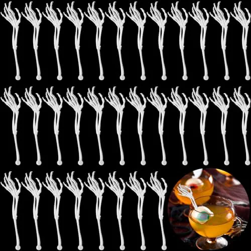 Trendy 100 Pcs Halloween Swizzle Sticks Skeleton Cocktail Garnish Fine Crafted