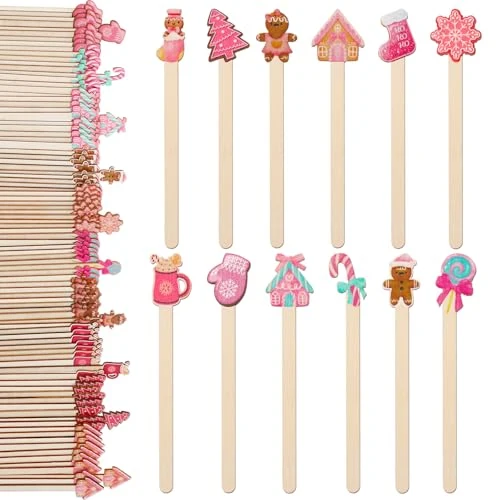 Natural 120 Pcs Gingerbread Christmas Stir Sticks Drink Coffee Stirrers 120 Count High-End