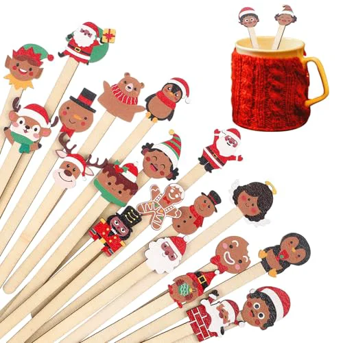 Fine 100 Pcs African American Christmas Wooden Coffee Stir Sticks Reliable