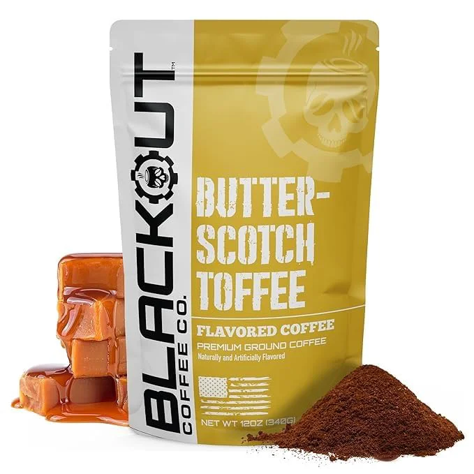 Sophisticated Blackout Coffee Butterscotch Toffee Flavored Ground Coffee 12 Ounce Trendy