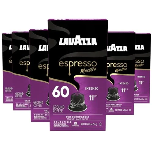First-Class Espresso Maestro Intenso Aluminum Capsules Compatible with Nespresso Machines 60 Count Enhanced