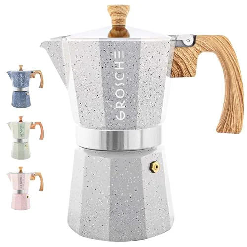 Detailed Milano Stovetop Espresso Maker Moka Pot 6 espresso Cup Prestigious