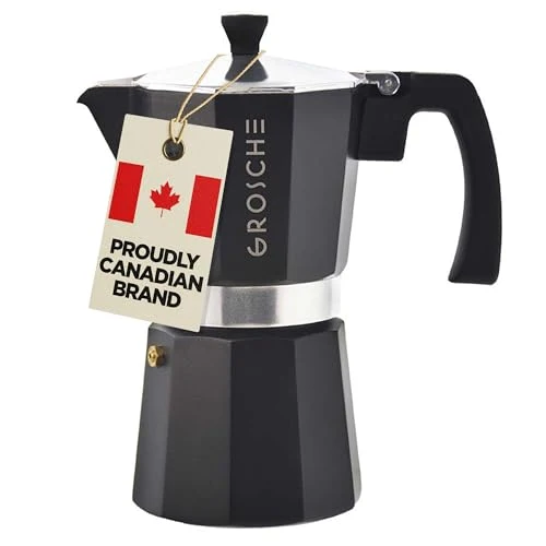 Versatile Milano Stovetop Espresso Maker Moka Pot 9 espresso Cup 15.2oz Black Natural