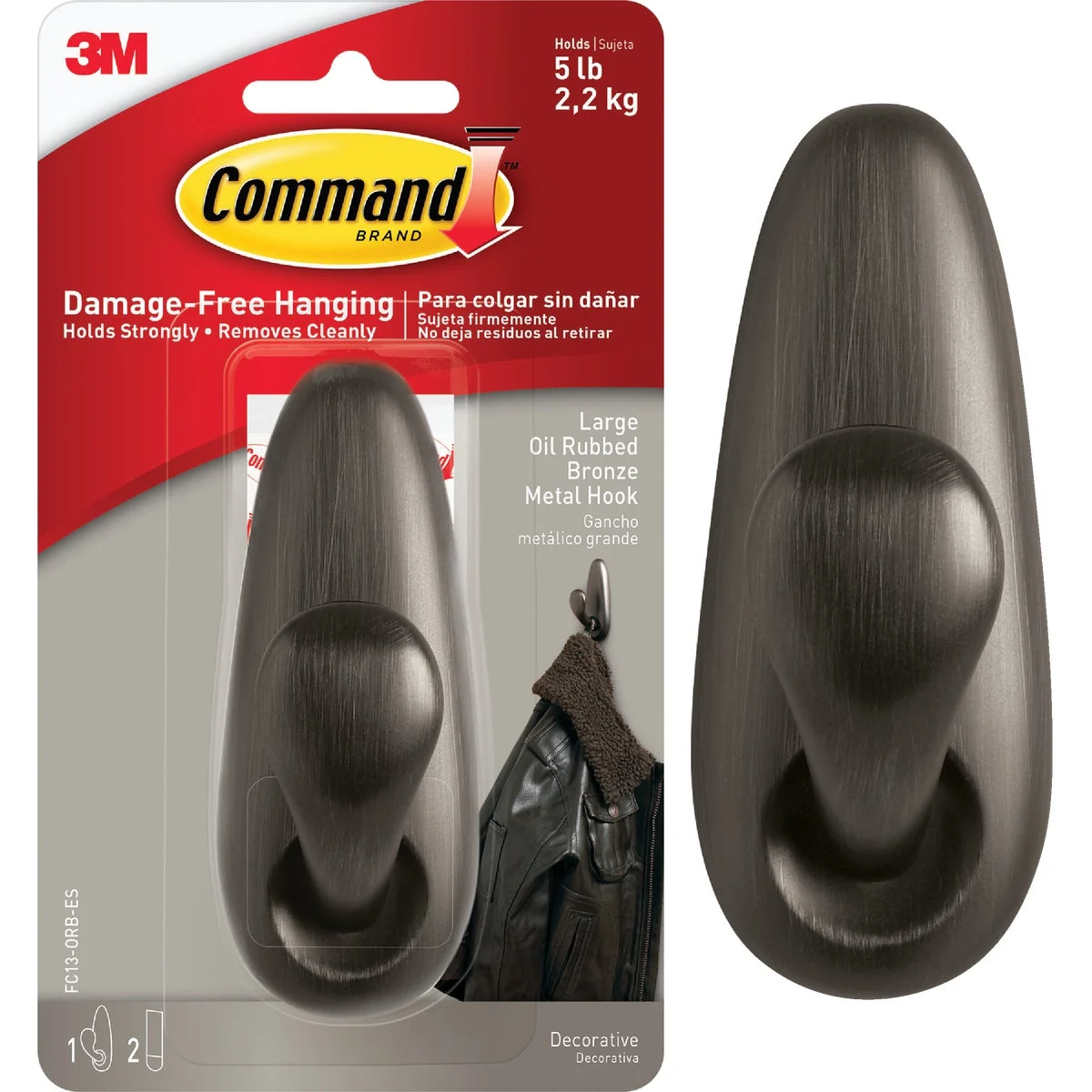 Reliable 3M Command Large Oil Rubbed Bronze Metal Adhesive Hook Refined