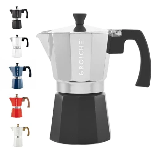 Fine Crafted Milano Stovetop Espresso Maker Moka Pot 6 espresso Cup Tuxedo Black Unique