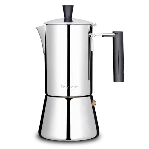 Unique Pedro Stovetop Espresso Maker 6Cup 300ml Stainless Steel Italian Coffee Machine Maker Moka Pot Induction Espresso Pot 300 milliliters Count Effective