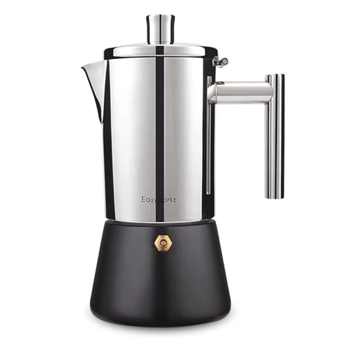 Versatile Diego Stovetop Espresso Maker Stainless Steel Italian Coffee Machine Maker 6Cup 10 oz Moka Pot Induction Espresso Pot Excellent