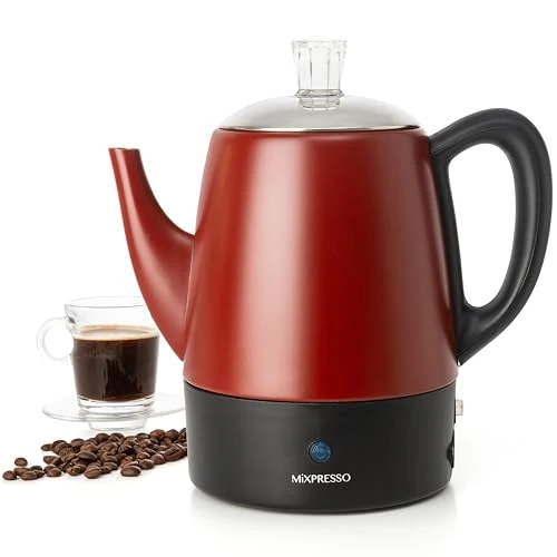 Fine Crafted 4 Cup Red Small Electric Percolator Coffee Pot Reusable