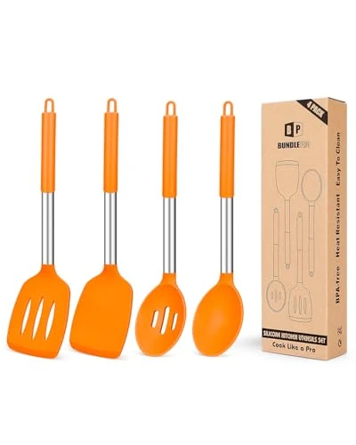 Efficient Pack of 4 Silicone Cooking Utensils Set 4 Count Recyclable