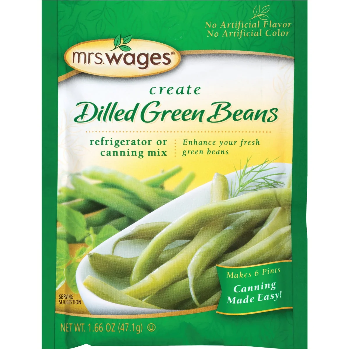 Dependable Mrs. Wages 1.7 Oz. Dilled Green Beans Refrigerator Or Canning Pickling Mix Carefully Designed