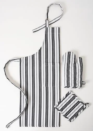 Flexible 1 Oven Mitt 1 PotHolder 1 Kitchen Apron Set Professional