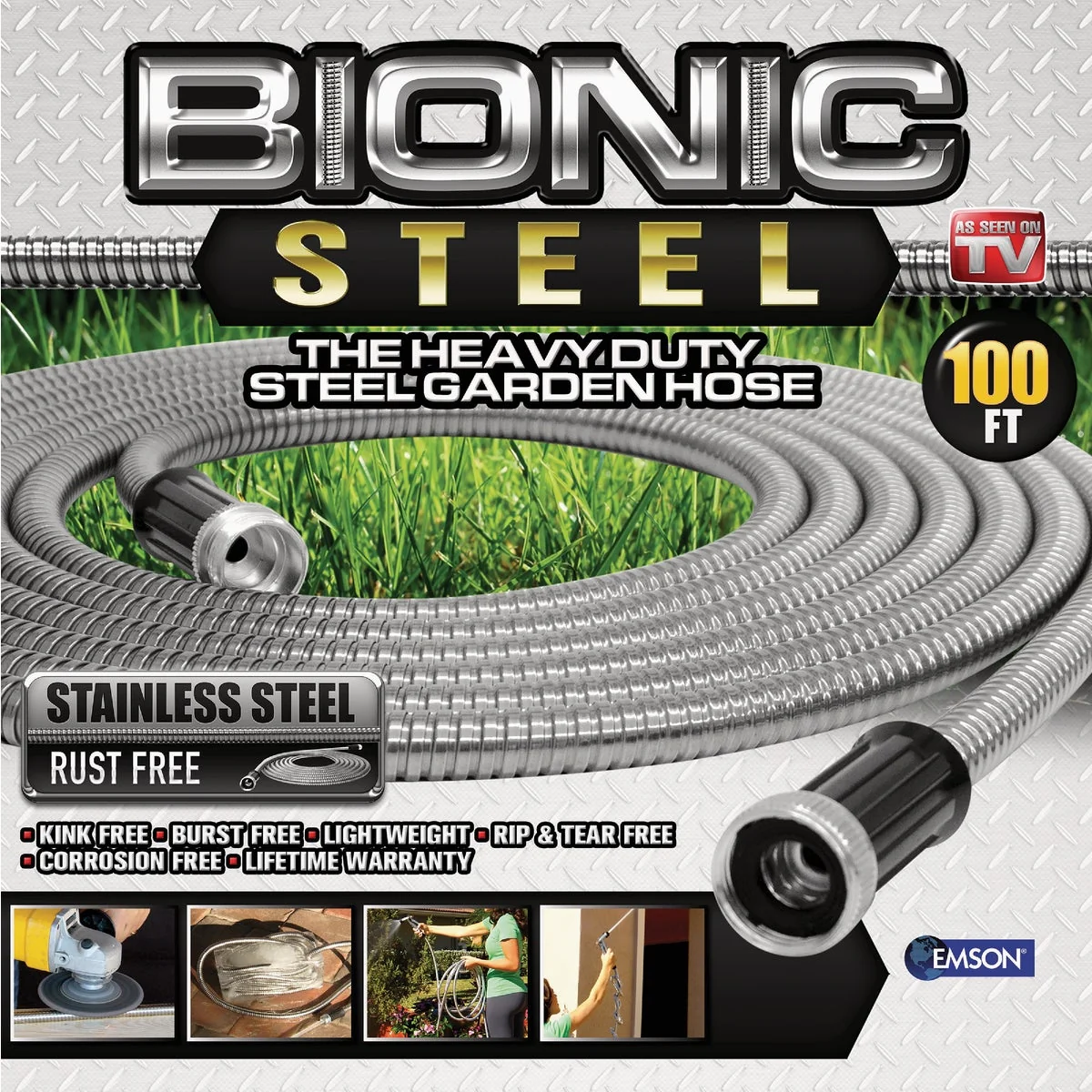Original Design Bionic Steel 5 8 In. x 100 Ft. Stainless Steel Garden Hose Versatile