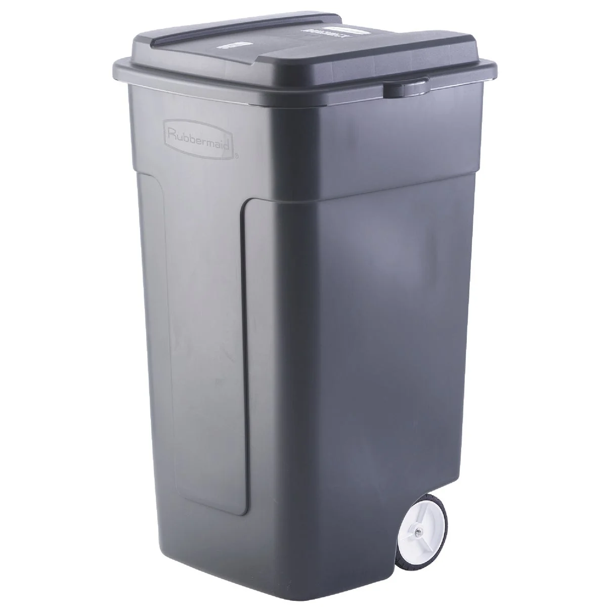 Elegant Rubbermaid 50 Gal. Black Wheeled Trash Can with Lid Clean