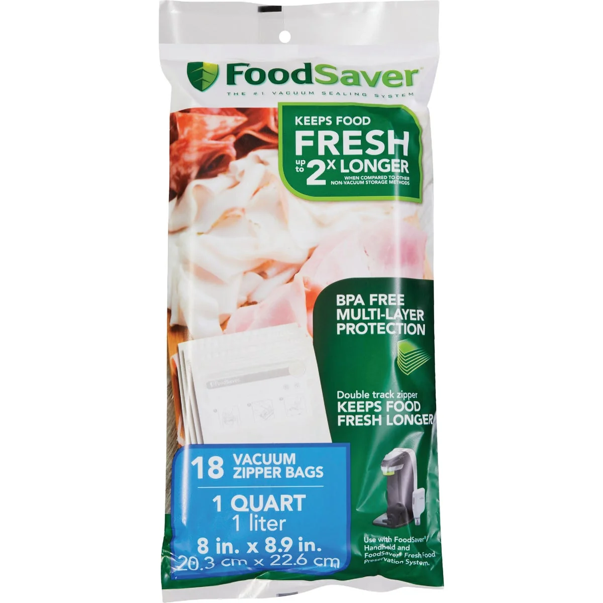 Enhanced FoodSaver FreshSaver Vacuum Zipper Quart Bags 18-Count Versatile