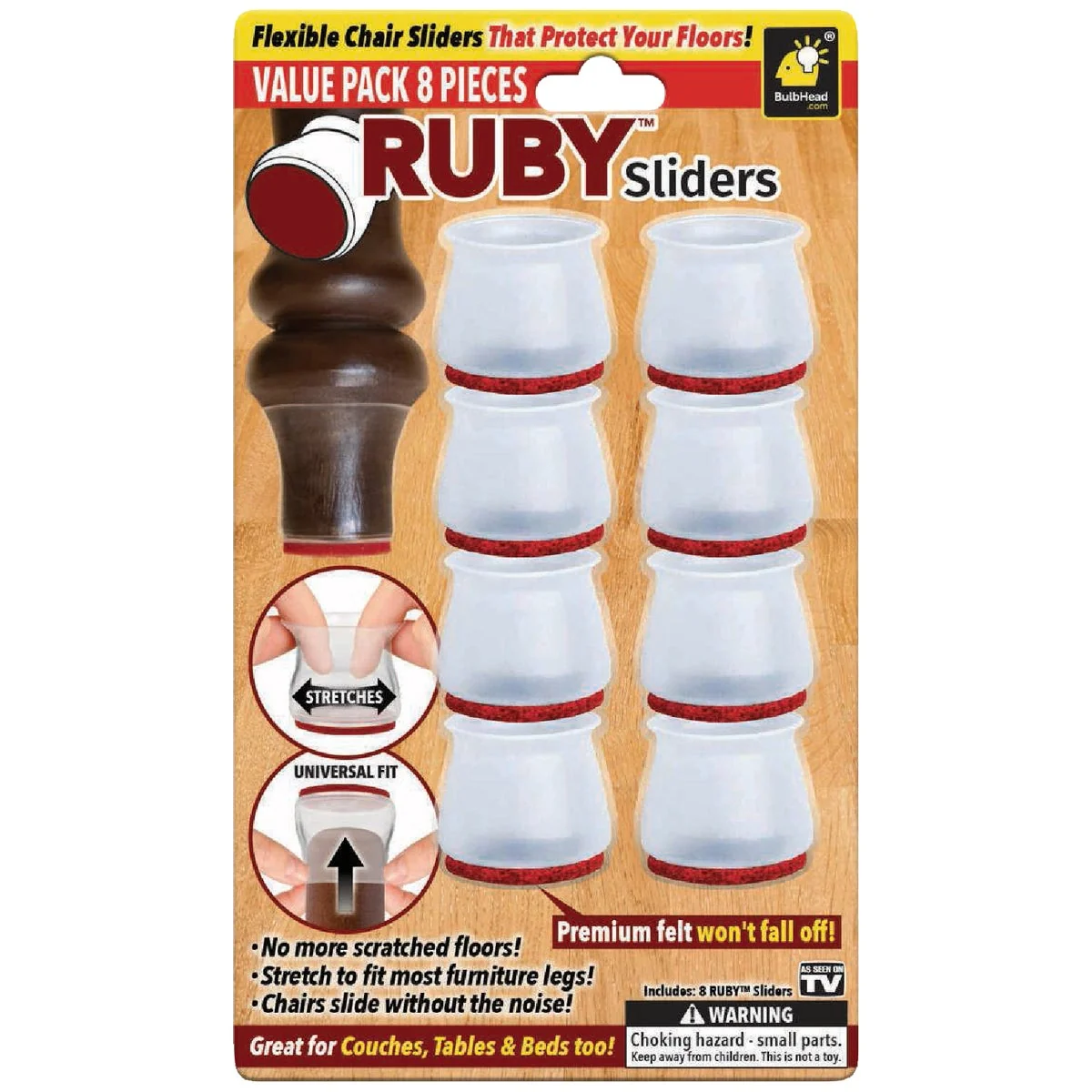 Fine Crafted Ruby Sliders Silicone With Felt Bottom Furniture Slider 8-Count Casual