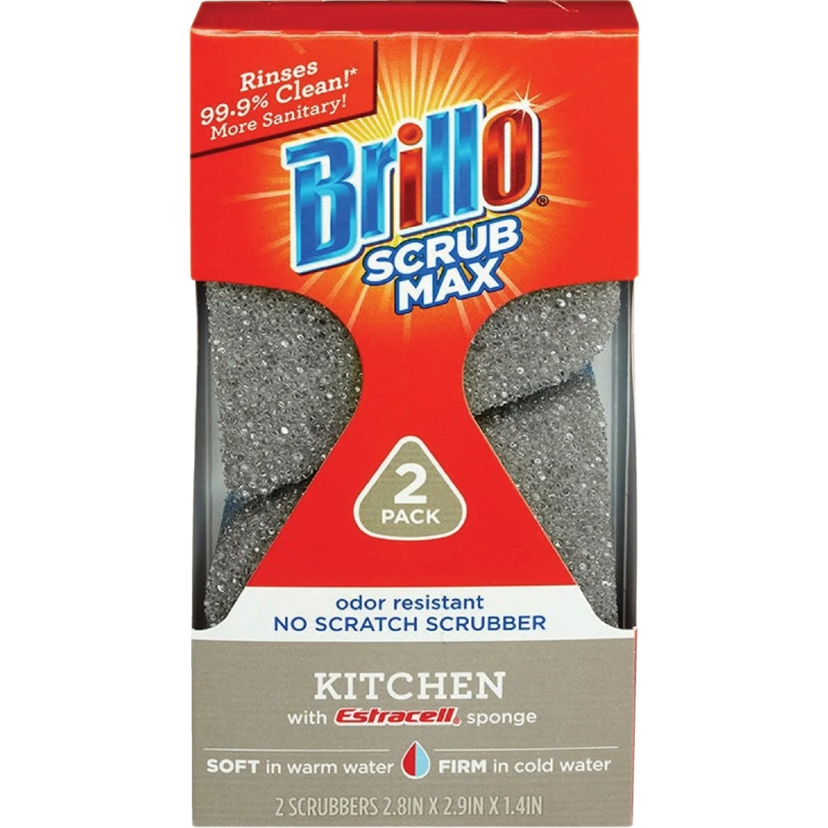 Practical Brillo Scrub Max Kitchen Scrub Sponge 2-Count Unique
