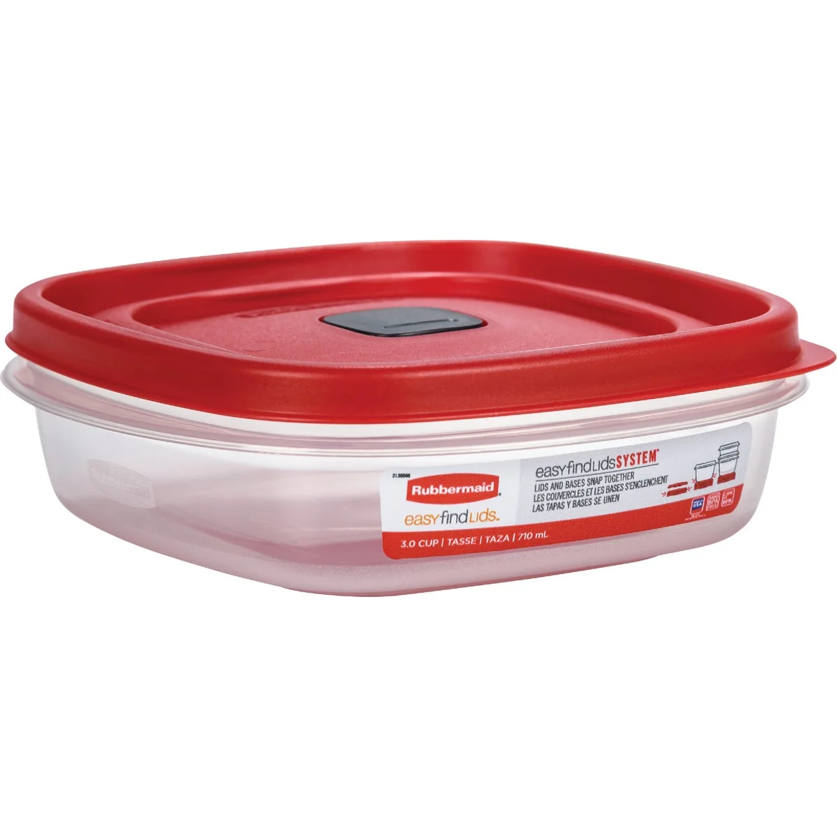 Secure Rubbermaid Easy Find Lids 3 C. Clear Round Food Storage Container Original